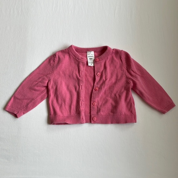 Carter's Baby Girl Pink Cardigan Sweater Size 6 Months - Picture 2 of 3